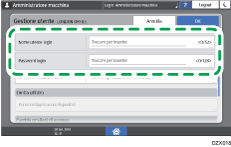 Illustrazione della schermata sul pannello di controllo
