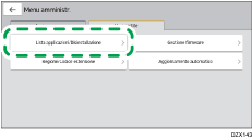 Illustrazione della schermata sul pannello di controllo