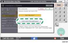 Illustrazione della schermata sul pannello di controllo