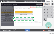Illustrazione della schermata sul pannello di controllo