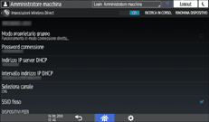 Illustrazione della schermata sul pannello di controllo