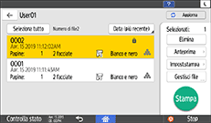 Illustrazione della schermata sul pannello di controllo