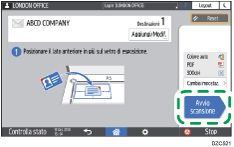 Illustrazione della schermata sul pannello di controllo