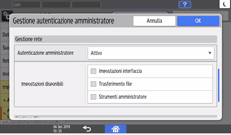 Illustrazione della schermata sul pannello di controllo