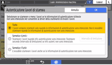 Illustrazione della schermata sul pannello di controllo