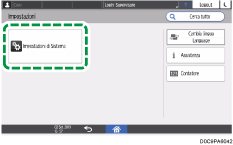 Illustrazione della schermata sul pannello di controllo