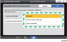 Illustrazione della schermata sul pannello di controllo