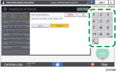 Illustrazione della schermata sul pannello di controllo