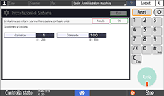 Illustrazione della schermata sul pannello di controllo