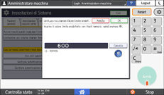 Illustrazione della schermata sul pannello di controllo