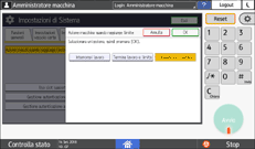 Illustrazione della schermata sul pannello di controllo