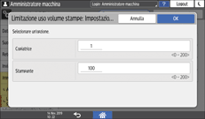 Illustrazione della schermata sul pannello di controllo