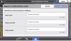 Illustrazione della schermata sul pannello di controllo