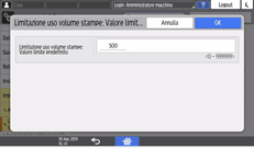 Illustrazione della schermata sul pannello di controllo