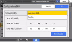 Illustrazione della schermata sul pannello di controllo