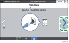 Illustrazione della schermata sul pannello di controllo