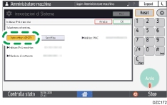 Illustrazione della schermata sul pannello di controllo