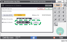 Illustrazione della schermata sul pannello di controllo