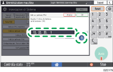 Illustrazione della schermata sul pannello di controllo