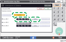 Illustrazione della schermata sul pannello di controllo