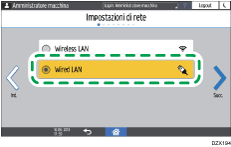 Illustrazione della schermata sul pannello di controllo