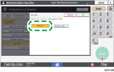 Illustrazione della schermata sul pannello di controllo