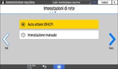 Illustrazione della schermata sul pannello di controllo