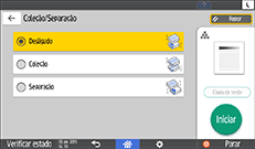 Ilustração do ecrã do painel de operação