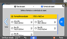 Ilustração do ecrã do painel de operação