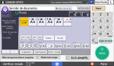 Ilustração do ecrã do painel de operação