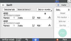 Ilustração do ecrã do painel de operação