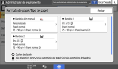Ilustração do ecrã do painel de operação