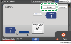 Ilustração do ecrã do painel de operação