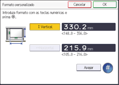 Ilustração do ecrã do painel de operação