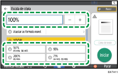Ilustração do ecrã do painel de operação