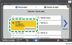 Ilustração do ecrã do painel de operação