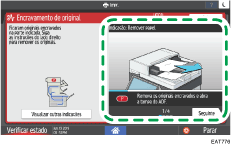 Ilustração do ecrã do painel de operação
