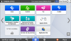 Ilustração do ecrã do painel de operação