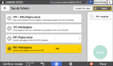 Ilustração do ecrã do painel de operação