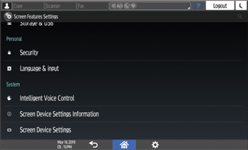 Operation panel screen illustration