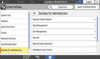 Operation panel screen illustration