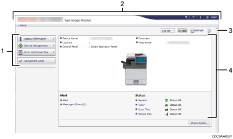 Web browser screen illustration numbered callout illustration