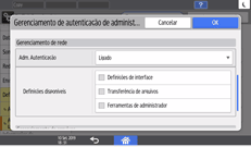 Ilustração da tela do painel de operação