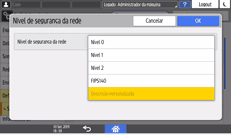 Ilustração da tela do painel de operação