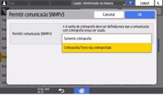 Ilustração da tela do painel de operação