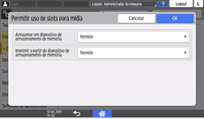 Ilustração da tela do painel de operação