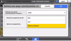 Ilustração da tela do painel de operação