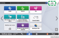 Ilustração da tela do painel de operação