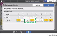 Ilustração da tela do painel de operação