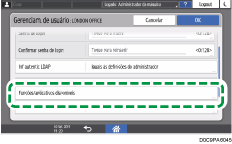 Ilustração da tela do painel de operação